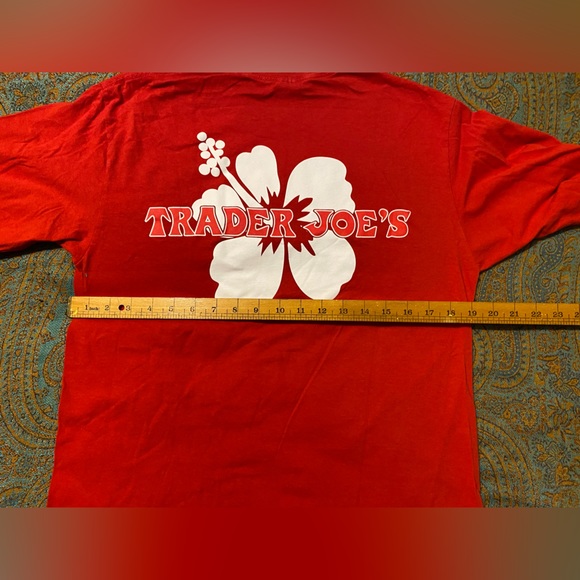 Red Trader Joe's long-sleeve unisex cotton t-shirt, Sz M. - Picture 3 of 4